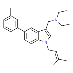 ChemSpider 2D Image | N-Ethyl-N-{[1-(3-methyl-2-buten-1-yl)-5-(3-methylphenyl)-1H-indol-3-yl]methyl}ethanamine | C25H32N2