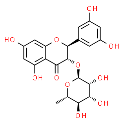 ChemSpider 2D Image | (2S,3S)-2-(3,5-Dihydroxyphenyl)-5,7-dihydroxy-4-oxo-3,4-dihydro-2H-chromen-3-yl 6-deoxy-alpha-L-mannopyranoside | C21H22O11