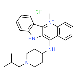 ChemSpider 2D Image | 11-[(1-Isobutyl-4-piperidinyl)amino]-5-methyl-10H-indolo[3,2-b]quinolin-5-ium chloride | C25H31ClN4