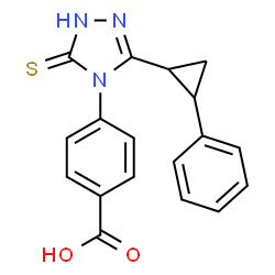 ChemSpider 2D Image | 4-[3-(2-Phenylcyclopropyl)-5-thioxo-1,5-dihydro-4H-1,2,4-triazol-4-yl]benzoic acid | C18H15N3O2S