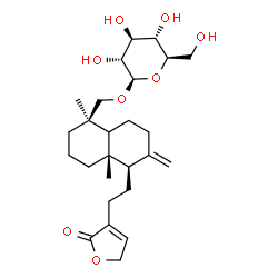 ChemSpider 2D Image | {(1R,4aS,5R)-1,4a-Dimethyl-6-methylene-5-[2-(2-oxo-2,5-dihydro-3-furanyl)ethyl]decahydro-1-naphthalenyl}methyl beta-D-glucopyranoside | C26H40O8
