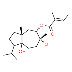 ChemSpider 2D Image | (3aR,5S,6R)-6,8a-Dihydroxy-1-isopropyl-3a,6-dimethyldecahydro-5-azulenyl (2E)-2-methyl-2-butenoate | C20H34O4