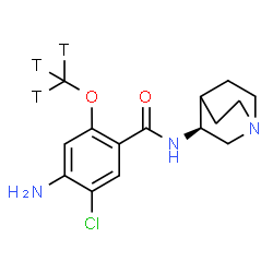 ChemSpider 2D Image | 4-Amino-N-[(3S)-1-azabicyclo[2.2.2]oct-3-yl]-5-chloro-2-[(~3~H_3_)methyloxy]benzamide | C15H17T3ClN3O2