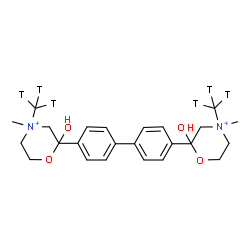 ChemSpider 2D Image | 2,2'-(4,4'-Biphenyldiyl)bis[2-hydroxy-4-methyl-4-(~3~H_3_)methylmorpholin-4-ium] | C24H28T6N2O4