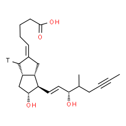 ChemSpider 2D Image | (5Z)-5-[(1R,3aR,4R,5R,6aS)-5-Hydroxy-4-[(1E,3S)-3-hydroxy-4-methyl-1-octen-6-yn-1-yl](1-~3~H_1_)hexahydro-2(1H)-pentalenylidene]pentanoic acid | C22H31TO4
