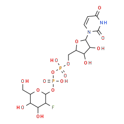 ChemSpider 2D Image | [5-(2,4-Dioxo-3,4-dihydro-1(2H)-pyrimidinyl)-3,4-dihydroxytetrahydro-2-furanyl]methyl 3-fluoro-4,5-dihydroxy-6-(hydroxymethyl)tetrahydro-2H-pyran-2-yl dihydrogen diphosphate | C15H23FN2O16P2