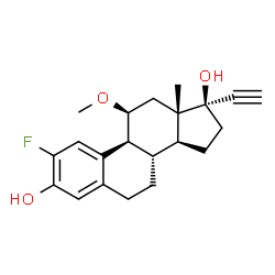 ChemSpider 2D Image | (11beta,17alpha)-2-Fluoro-11-methoxy-19-norpregna-1(10),2,4-trien-20-yne-3,17-diol | C21H25FO3