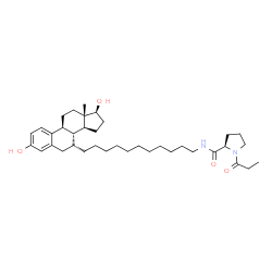 ChemSpider 2D Image | N-{11-[(7beta,8xi,9beta,13alpha,14beta,17alpha)-3,17-Dihydroxyestra-1(10),2,4-trien-7-yl]undecyl}-1-propionyl-D-prolinamide | C37H58N2O4