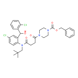ChemSpider 2D Image | Benzyl 4-{4-[{4-chloro-2-[(2-chlorophenyl)(hydroxy)methyl]phenyl}(2,2-dimethylpropyl)amino]-4-oxobutanoyl}-1-piperazinecarboxylate | C34H39Cl2N3O5