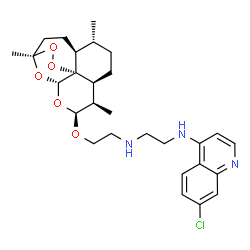 ChemSpider 2D Image | N-(7-Chloro-4-quinolinyl)-N'-(2-{[(1R,4S,5R,8S,9R,10S,12R,13R)-1,5,9-trimethyl-11,14,15,16-tetraoxatetracyclo[10.3.1.0~4,13~.0~8,13~]hexadec-10-yl]oxy}ethyl)-1,2-ethanediamine | C28H38ClN3O5