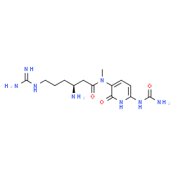 ChemSpider 2D Image | (3S)-3-Amino-6-carbamimidamido-N-[6-(carbamoylamino)-2-oxo-1,2-dihydro-3-pyridinyl]-N-methylhexanamide | C14H24N8O3