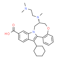 ChemSpider 2D Image | (7S)-14-Cyclohexyl-7-{[2-(dimethylamino)ethyl](methyl)amino}-7,8-dihydro-6H-indolo[1,2-e][1,5]benzoxazocine-11-carboxylic acid | C29H37N3O3