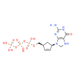 ChemSpider 2D Image | Triphosphoric acid, mono[[(1S,4R)-4-(2-amino-1,6,7,8-tetrahydro-6-oxo-9H-purin-9-yl)-2-cyclopenten-1-yl]methyl] ester | C11H18N5O11P3