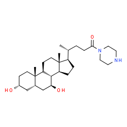 ChemSpider 2D Image | (3alpha,5beta,7beta)-3,7-Dihydroxy-24-(1-piperazinyl)cholan-24-one | C28H48N2O3