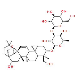 ChemSpider 2D Image | (3beta,5xi,9xi,16beta,18alpha)-16,23-Dihydroxy-13,28-epoxyolean-11-en-3-yl 6-deoxy-3-O-beta-D-glucopyranosyl-beta-D-galactopyranoside | C42H68O13