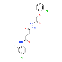 ChemSpider 2D Image | 4-{2-[(2-Chlorophenoxy)acetyl]hydrazino}-N-(2,4-dichlorophenyl)-4-oxobutanamide | C18H16Cl3N3O4