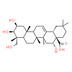 ChemSpider 2D Image | (2beta,3beta,5xi,9xi,16alpha)-2,3,16,23-Tetrahydroxyolean-12-en-28-oic acid | C30H48O6