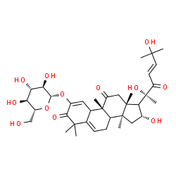 ChemSpider 2D Image | (8xi,9beta,16alpha,17xi,23E)-16,20,25-Trihydroxy-9,10,14-trimethyl-1,11,22-trioxo-4,9-cyclo-9,10-secocholesta-2,5,23-trien-2-yl beta-D-glucopyranoside | C36H52O12