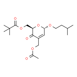 ChemSpider 2D Image | [(2R,6S)-4-(Acetoxymethyl)-6-(3-methylbutoxy)-3-oxo-3,6-dihydro-2H-pyran-2-yl]methyl pivalate | C19H30O7