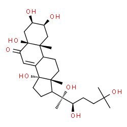 ChemSpider 2D Image | (2beta,3beta,5beta,9xi,17xi,22R)-2,3,5,14,20,22,25-Heptahydroxycholest-7-en-6-one | C27H44O8