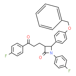 ChemSpider 2D Image | 4-[4-(Benzyloxy)phenyl]-1-(4-fluorophenyl)-3-[3-(4-fluorophenyl)-3-oxopropyl]-2-azetidinone | C31H25F2NO3