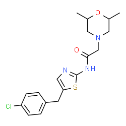 ChemSpider 2D Image | N-[5-(4-Chlorobenzyl)-1,3-thiazol-2-yl]-2-(2,6-dimethyl-4-morpholinyl)acetamide | C18H22ClN3O2S