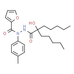 ChemSpider 2D Image | N'-(2-Hydroxy-2-pentylheptanoyl)-N-(4-methylphenyl)-2-furohydrazide | C24H34N2O4