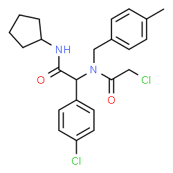 ChemSpider 2D Image | 2-Chloro-N-[1-(4-chlorophenyl)-2-(cyclopentylamino)-2-oxoethyl]-N-(4-methylbenzyl)acetamide | C23H26Cl2N2O2