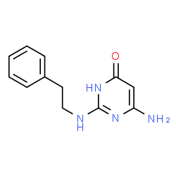 ChemSpider 2D Image | 6-Amino-2-[(2-phenylethyl)amino]-4(1H)-pyrimidinone | C12H14N4O