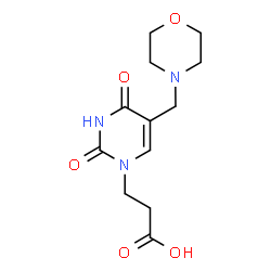 ChemSpider 2D Image | 3-[5-(4-Morpholinylmethyl)-2,4-dioxo-3,4-dihydro-1(2H)-pyrimidinyl]propanoic acid | C12H17N3O5
