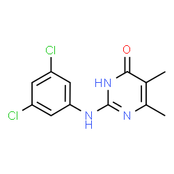 ChemSpider 2D Image | 2-[(3,5-Dichlorophenyl)amino]-5,6-dimethyl-4(1H)-pyrimidinone | C12H11Cl2N3O