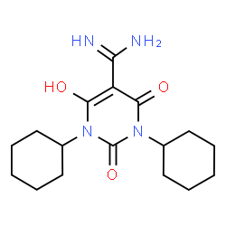 ChemSpider 2D Image | 1,3-Dicyclohexyl-6-hydroxy-2,4-dioxo-1,2,3,4-tetrahydro-5-pyrimidinecarboximidamide | C17H26N4O3