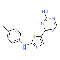 ChemSpider 2D Image | 4-{2-[(4-Methylphenyl)amino]-1,3-thiazol-5-yl}-2-pyrimidinamine | C14H13N5S