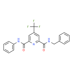 ChemSpider 2D Image | N-Benzyl-N'-phenyl-4-(trifluoromethyl)-2,6-pyridinedicarboxamide | C21H16F3N3O2