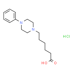 ChemSpider 2D Image | 6-(4-Phenyl-1-piperazinyl)hexanoic acid hydrochloride (1:1) | C16H25ClN2O2