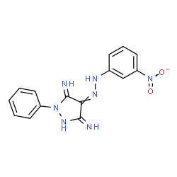ChemSpider 2D Image | 4-[(3-Nitrophenyl)hydrazono]-1-phenyl-3,5-pyrazolidinediimine | C15H13N7O2