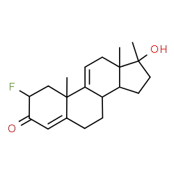 ChemSpider 2D Image | 2-Fluoro-17-hydroxy-17-methylandrosta-4,9(11)-dien-3-one | C20H27FO2