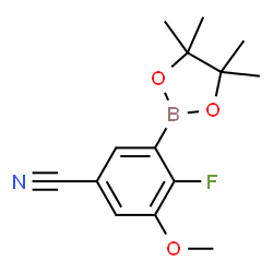 ChemSpider 2D Image | 4-Fluoro-3-methoxy-5-(4,4,5,5-tetramethyl-1,3,2-dioxaborolan-2-yl)benzonitrile | C14H17BFNO3
