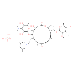 ChemSpider 2D Image | (12-{[3,6-Dideoxy-3-(dimethylamino)hexopyranosyl]oxy}-11-[2-(3,5-dimethyl-1-piperidinyl)ethyl]-2-ethyl-14-hydroxy-5,9,13-trimethyl-8,16-dioxooxacyclohexadeca-4,6-dien-3-yl)methyl 6-deoxy-2,3-di-O-meth
ylhexopyranoside phosphate (1:1) | C46H83N2O17P
