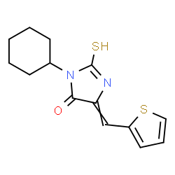 ChemSpider 2D Image | 3-Cyclohexyl-5-(2-thienylmethylene)-2-thioxo-4-imidazolidinone | C14H16N2OS2