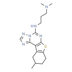 ChemSpider 2D Image | N,N-Dimethyl-N'-(10-methyl-8,9,10,11-tetrahydro[1]benzothieno[3,2-e][1,2,4]triazolo[1,5-c]pyrimidin-5-yl)-1,3-propanediamine | C17H24N6S