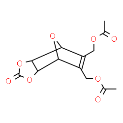 ChemSpider 2D Image | (4-Oxo-3,5,10-trioxatricyclo[5.2.1.0~2,6~]dec-8-ene-8,9-diyl)bis(methylene) diacetate | C13H14O8
