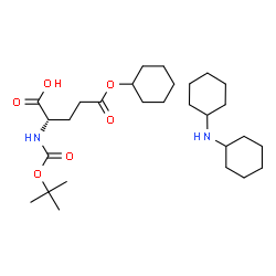 ChemSpider 2D Image | (2S)-5-(Cyclohexyloxy)-2-({[(2-methyl-2-propanyl)oxy]carbonyl}amino)-5-oxopentanoic acid - N-cyclohexylcyclohexanamine (1:1) | C28H50N2O6