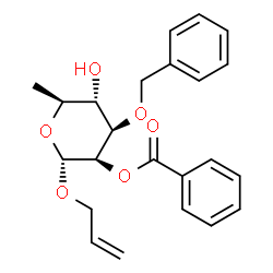 ChemSpider 2D Image | Allyl 2-O-benzoyl-3-O-benzyl-6-deoxy-alpha-L-mannopyranoside | C23H26O6
