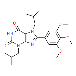 ChemSpider 2D Image | 3,7-Diisobutyl-8-(3,4,5-trimethoxyphenyl)-3,7-dihydro-1H-purine-2,6-dione | C22H30N4O5