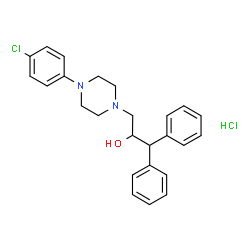 ChemSpider 2D Image | 3-[4-(4-Chlorophenyl)-1-piperazinyl]-1,1-diphenyl-2-propanol hydrochloride (1:1) | C25H28Cl2N2O