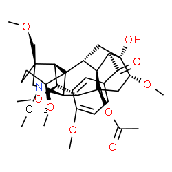 ChemSpider 2D Image | (1beta,5alpha,6beta,7beta,9alpha,13alpha,14alpha,16alpha)-20-Ethyl-13-hydroxy-1,6,16-trimethoxy-14-(4-methoxybenzoyl)-4-(methoxymethyl)aconitan-8-yl acetate | C35H49NO9