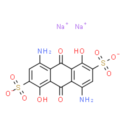 ChemSpider 2D Image | Disodium 4,8-diamino-1,5-dihydroxy-9,10-dioxo-9,10-dihydro-2,6-anthracenedisulfonate | C14H8N2Na2O10S2