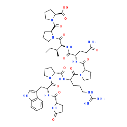 ChemSpider 2D Image | 5-Oxo-L-prolyl-D-tryptophyl-D-prolyl-L-arginyl-L-prolyl-L-glutaminyl-L-isoleucyl-L-prolyl-L-proline | C53H76N14O12