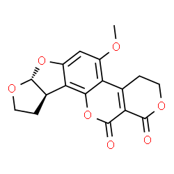 ChemSpider 2D Image | (7aR,10aR)-5-Methoxy-3,4,7a,9,10,10a-hexahydro-1H,12H-furo[3',2':4,5]furo[2,3-h]pyrano[3,4-c]chromene-1,12-dione | C17H14O7